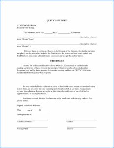 Free Ga Quit Claim Deed Form