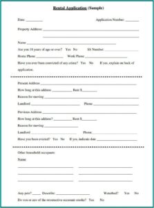 Free House Rental Application Form Pdf