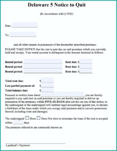 Free Late Rent Notice Template