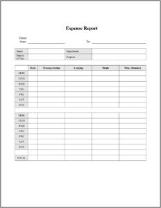 Free Printable Business Expense Forms
