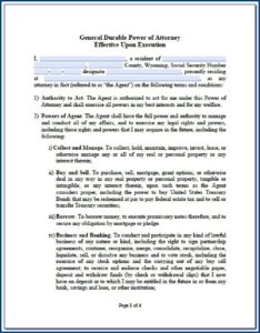 Free Printable Durable Power Of Attorney Form Colorado