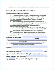 General Power Of Attorney Form Montana