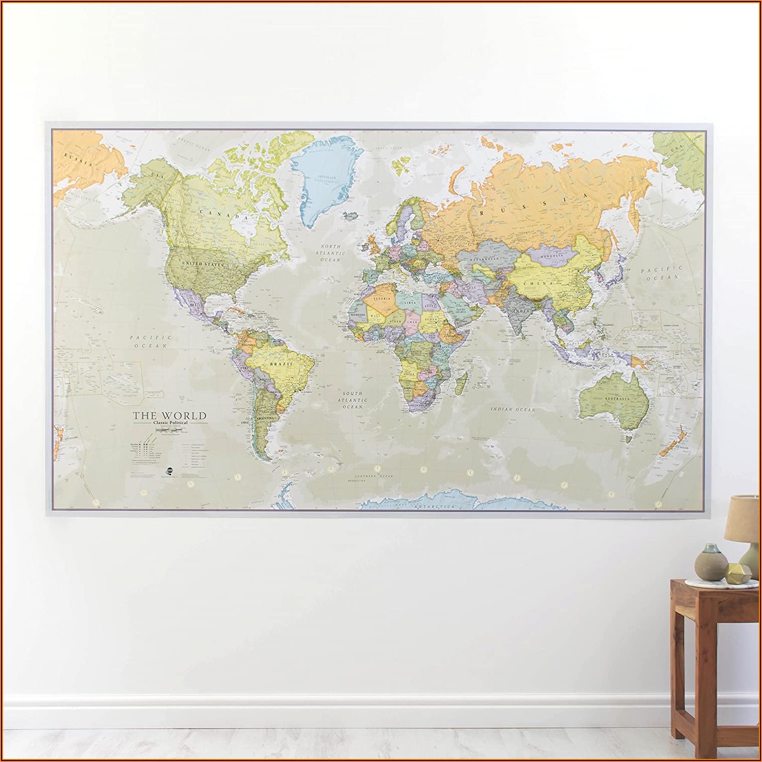 Giant World Map Poster Laminated