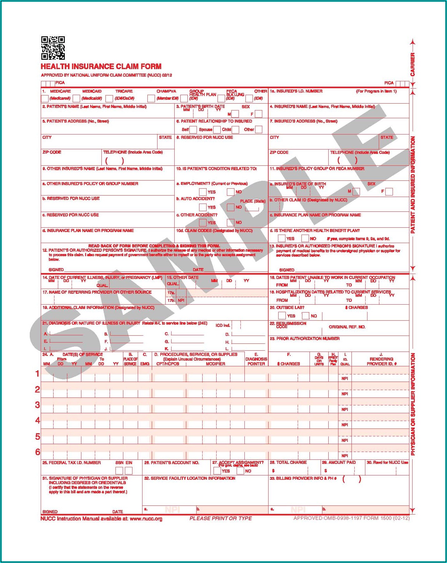 Hcfa 1500 Form 0212 Instructions