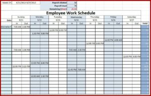 Hourly Employee Shift Schedule Template Excel