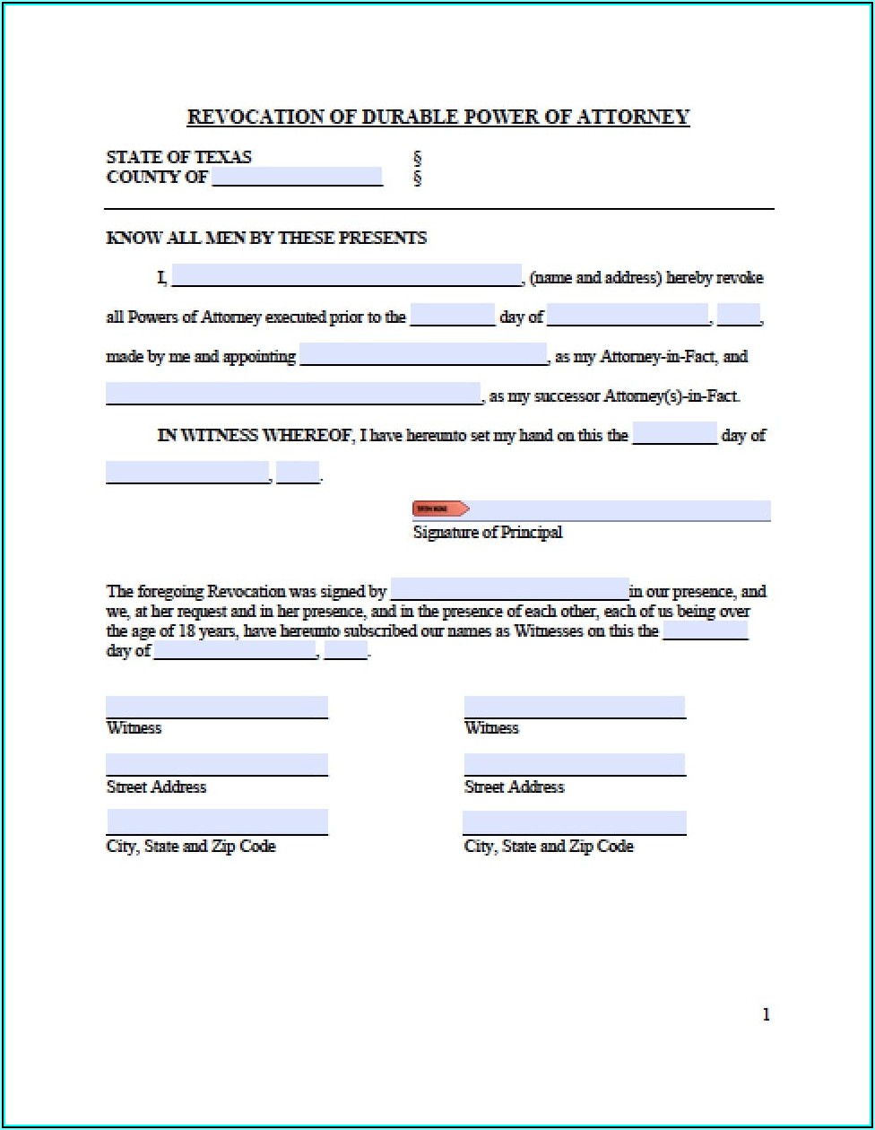 How To Revoke A Power Of Attorney Form