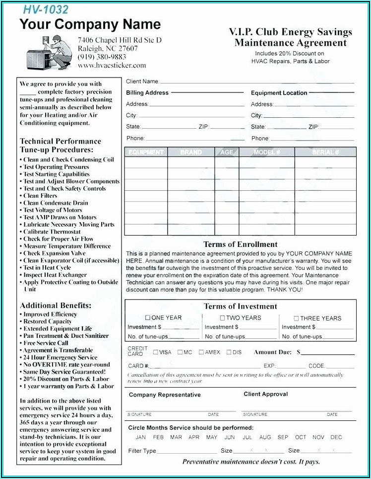 Hvac Service Contract Forms