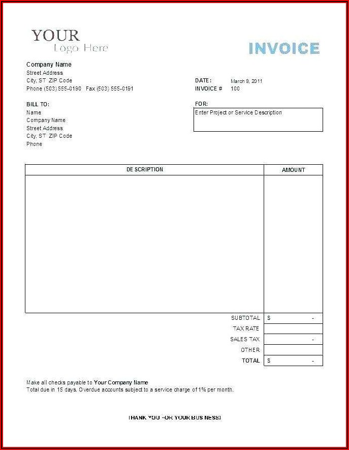 Independent Contractor Billing Invoice Template