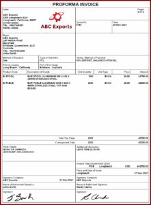 International Proforma Invoice Format