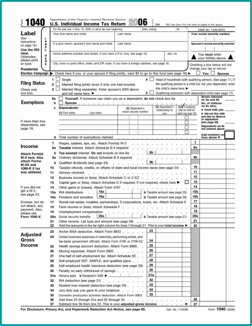 Irs 1040a Short Form