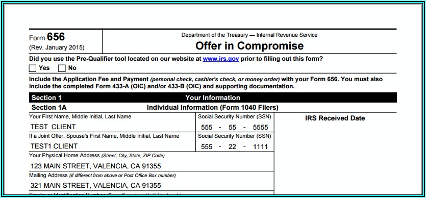 Irs Offer In Compromise Payment Form