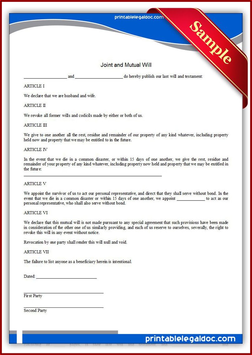 Joint Last Will And Testament Template Uk