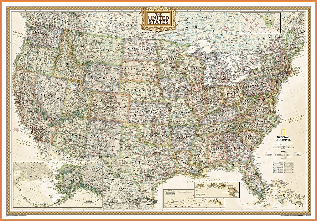 Large Laminated United States Map