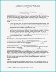 Last Will And Testament Form Utah Free