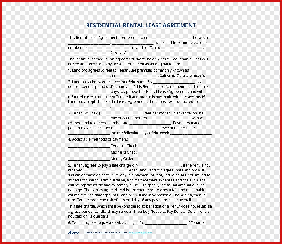 Lease Agreement Document Template