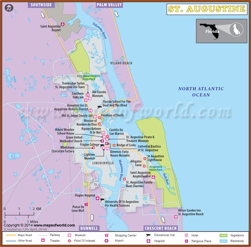 Map Of Hotels Downtown St Augustine Fl
