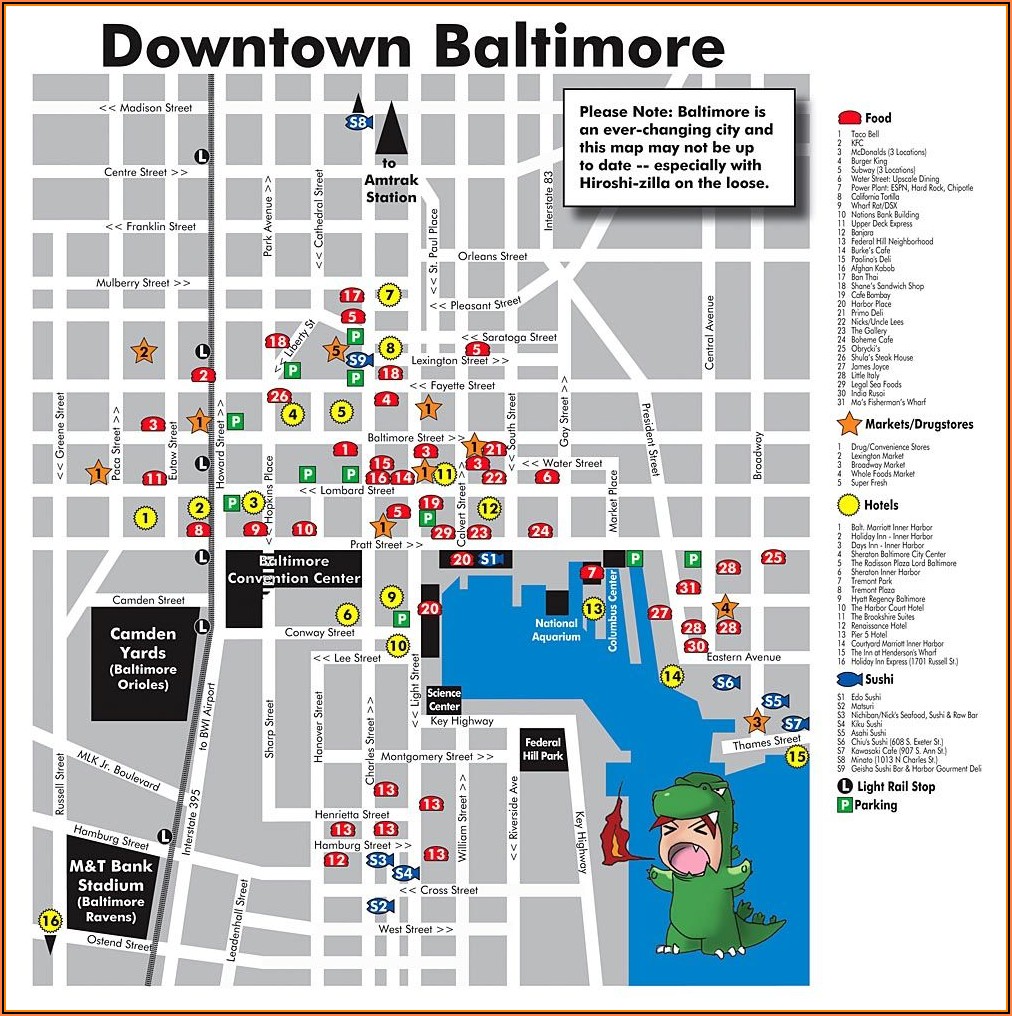 Map Of Hotels In Baltimore Inner Harbor Area