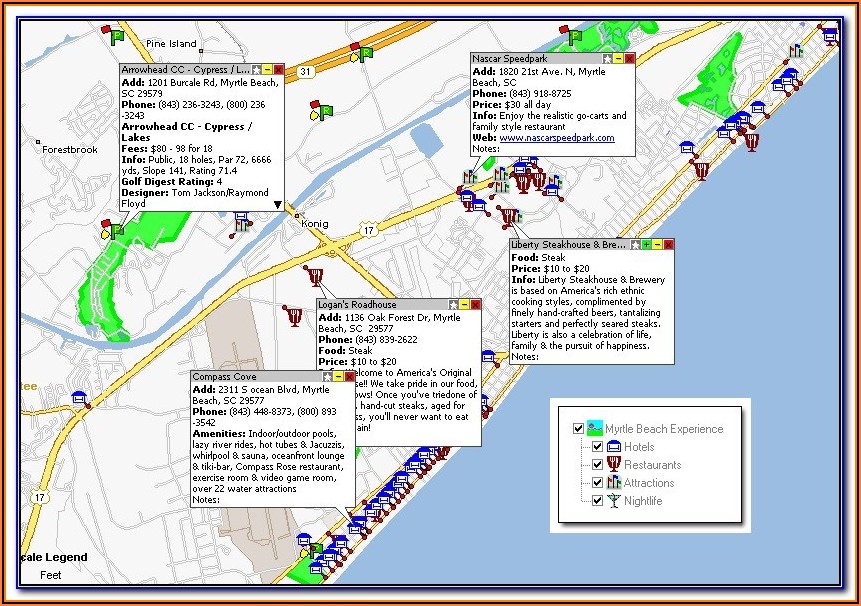 Map Of South Myrtle Beach Hotels