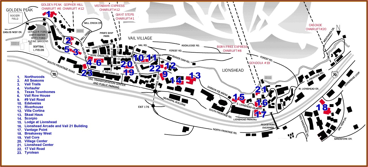 Map Of Vail Village Hotels
