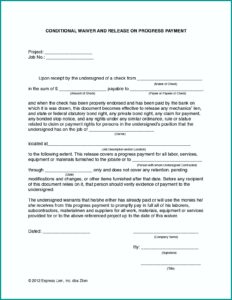 Mechanic's Lien Waiver Form Free