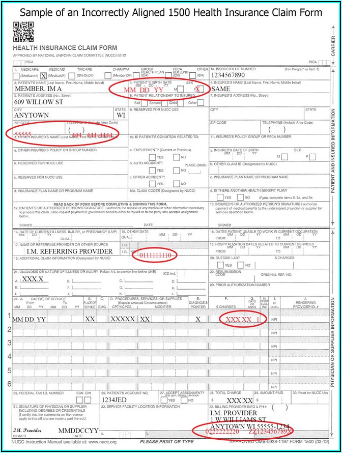 Medicare Cms 1500 Claim Form