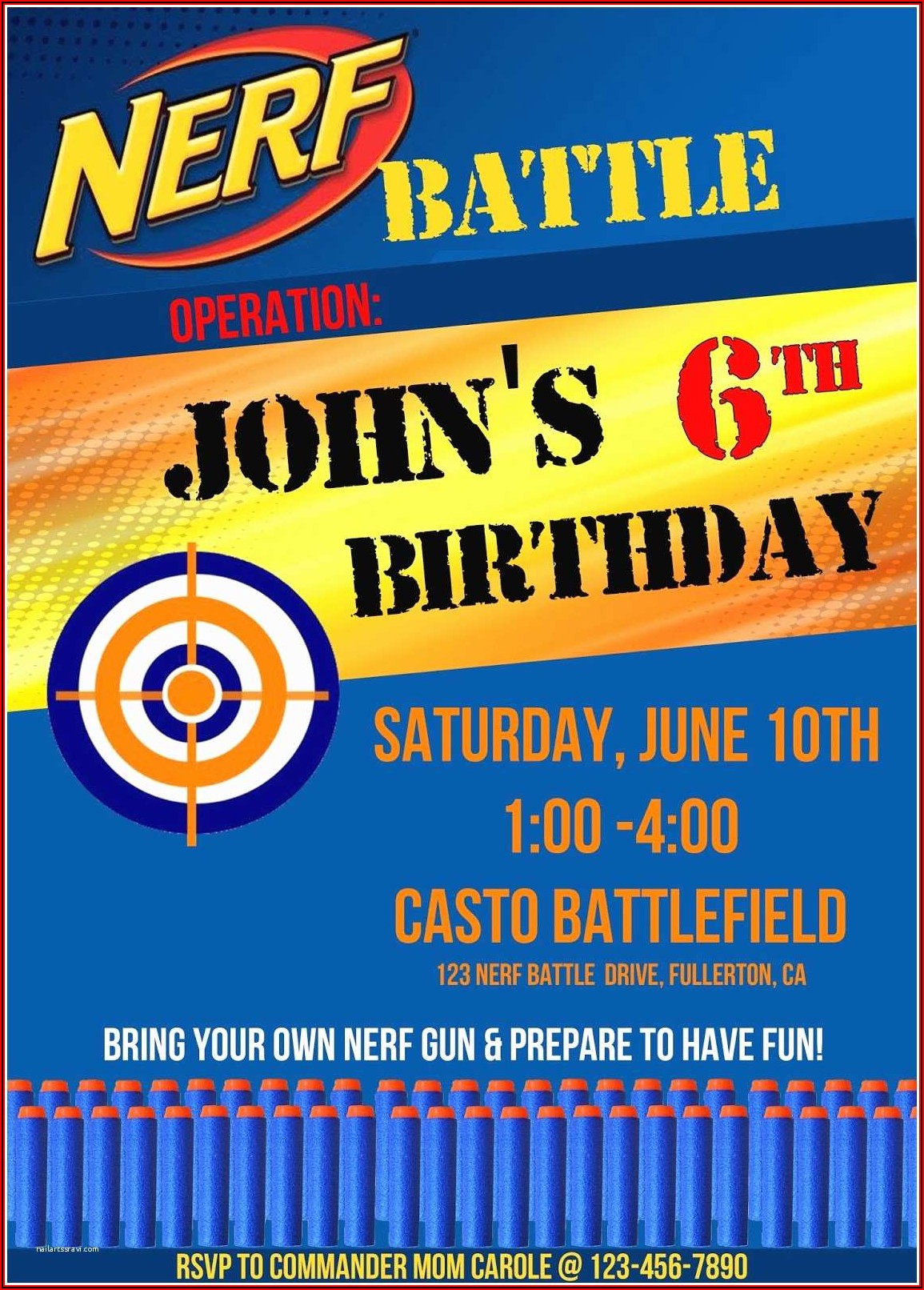 Nerf Gun Party Invitations Template