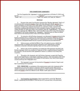 Non Compete Agreement Texas Example