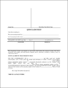 North Carolina Quit Claim Deed Form