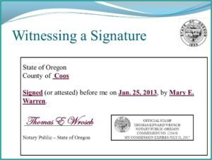 Notary Acknowledgement Form Oregon