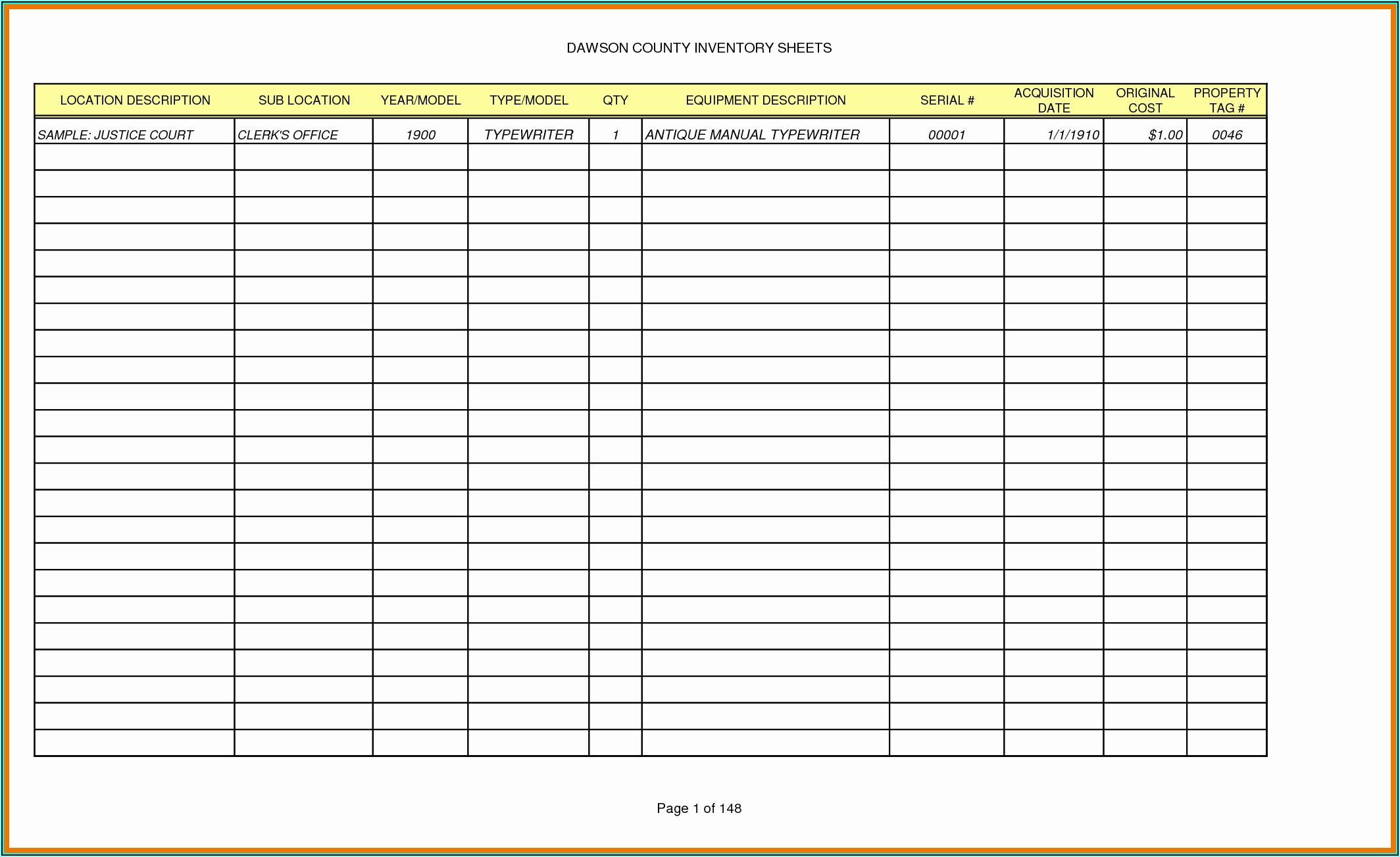 Office Supplies Inventory Sheet