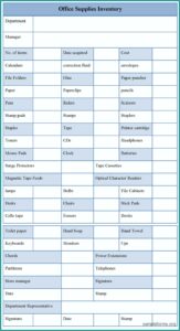 Office Supplies Inventory Spreadsheet