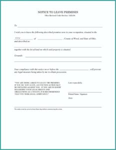 Ohio 3 Day Eviction Notice Form Free
