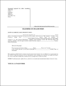 Oregon Transfer On Death Deed Form