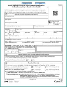 Passport Renewal Form Printable Canada