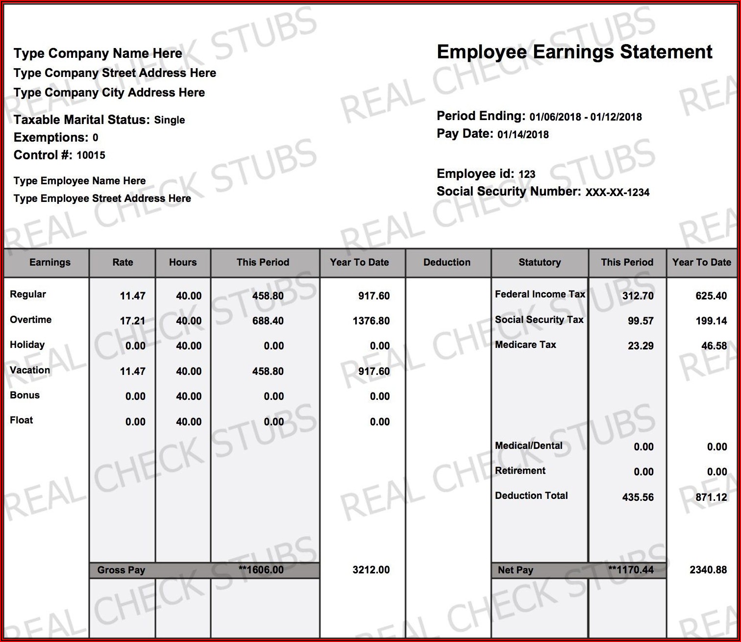 Paycheck Stubs Templates Free