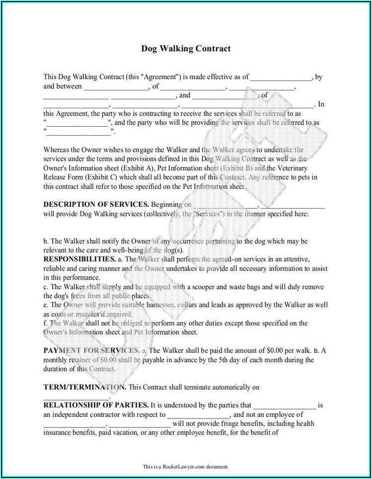 Pet Sitting Contract Sample
