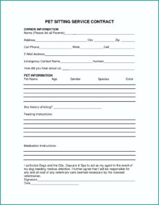 Pet Sitting Contract Template Pdf