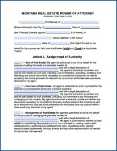 Power Of Attorney Form Montana