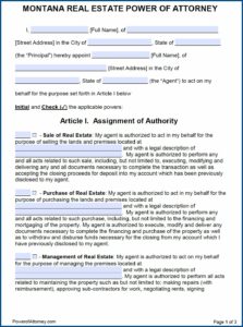 Power Of Attorney Form Montana Dmv
