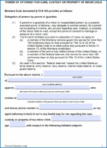 Power Of Attorney Form Montana Free