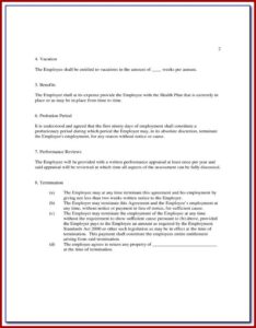Probationary Period Contract Of Employment Template