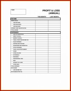 Profit And Loss Statement Template Free Excel