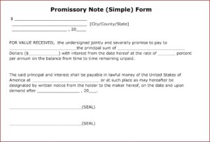 Promissory Note Form Template
