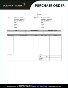 Purchase Order Form Excel
