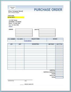 Purchase Order Form Excel Download