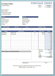 Purchase Order Format Excel