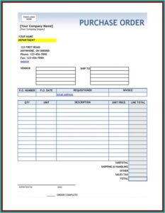 Purchase Order Sample Excel