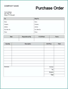 Purchasing Order Form Excel