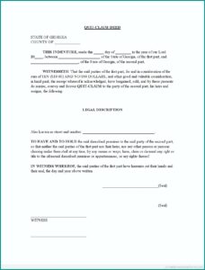 Quit Claim Deed Form Sample Words