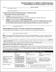 Rent Increase Forms Quebec